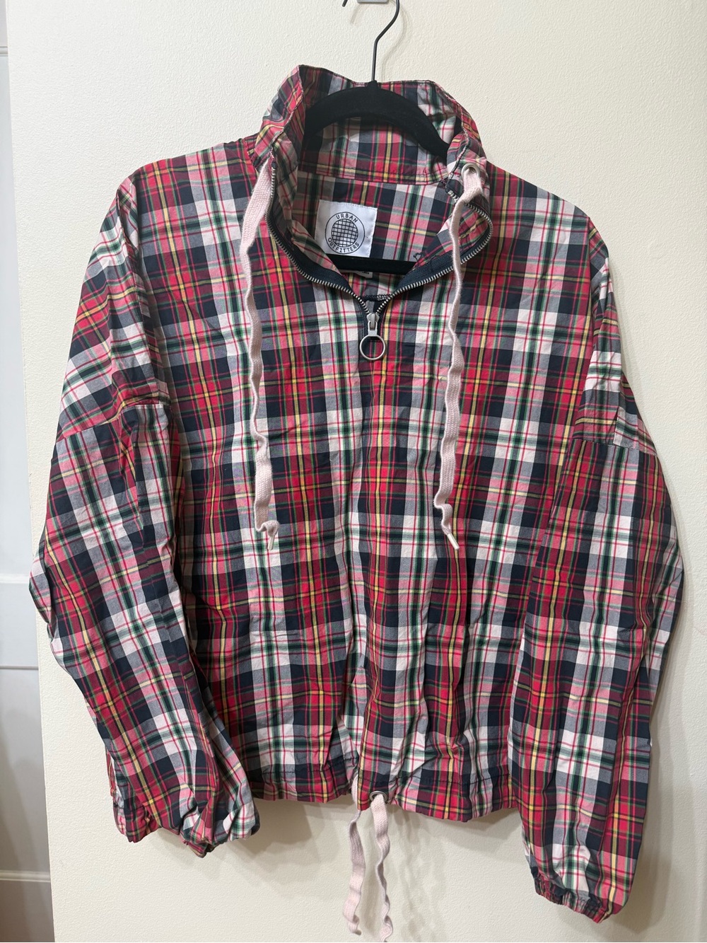 Urban Outfitters XS Plaid Fall Pullover Jacket Windbreaker Anorak Oversized